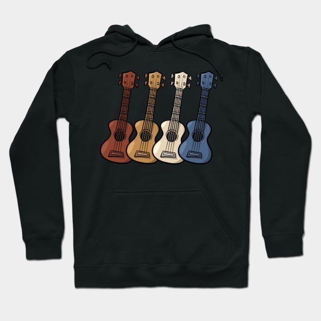 Retro Style Hawaii Ukuleles Hawaiian Uke Music Hoodie by SkizzenMonster